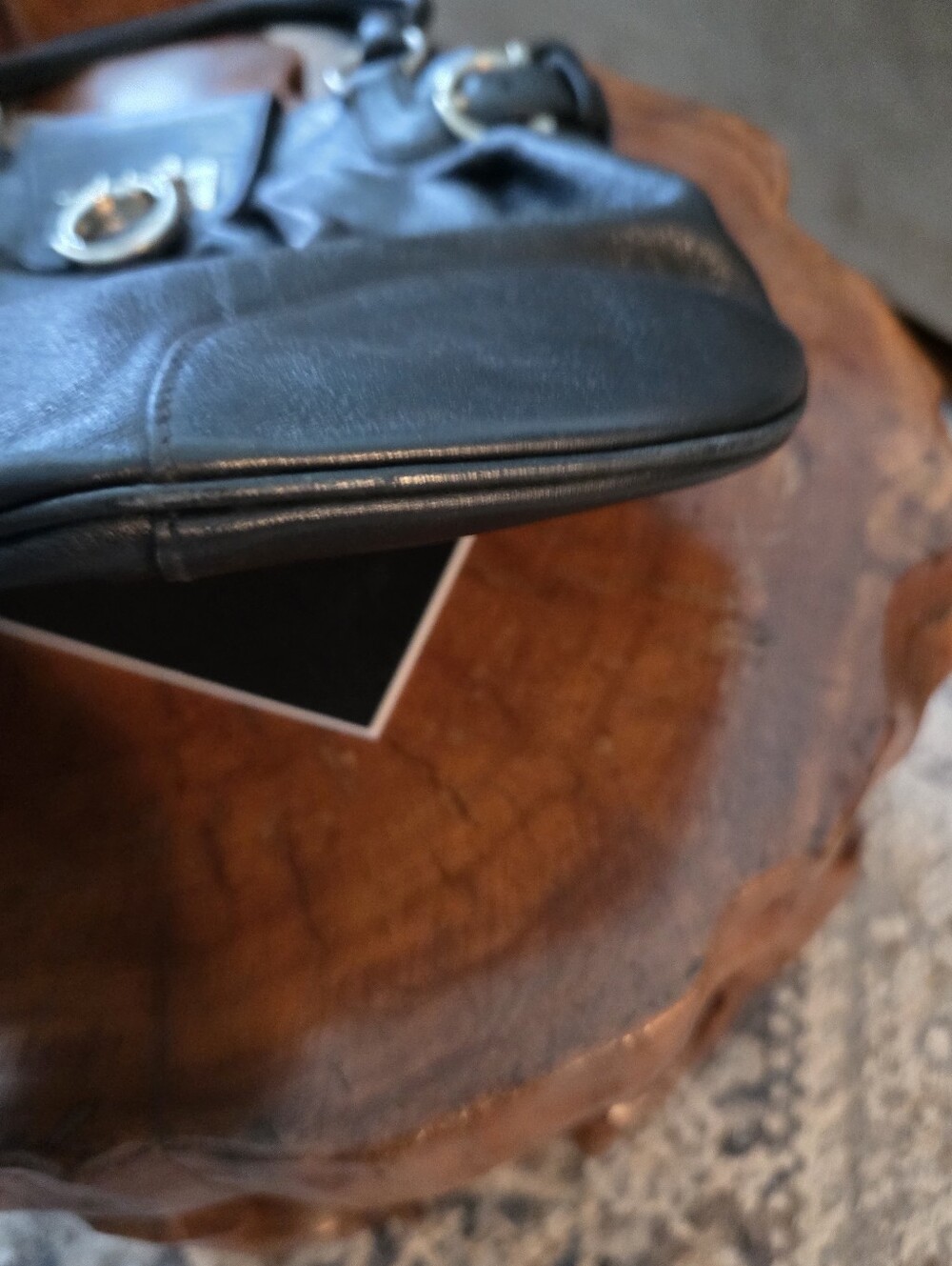 Salvatore Ferragamo Black Leather Ring-Accent Shoulder Bag - Picture 9 of 10
